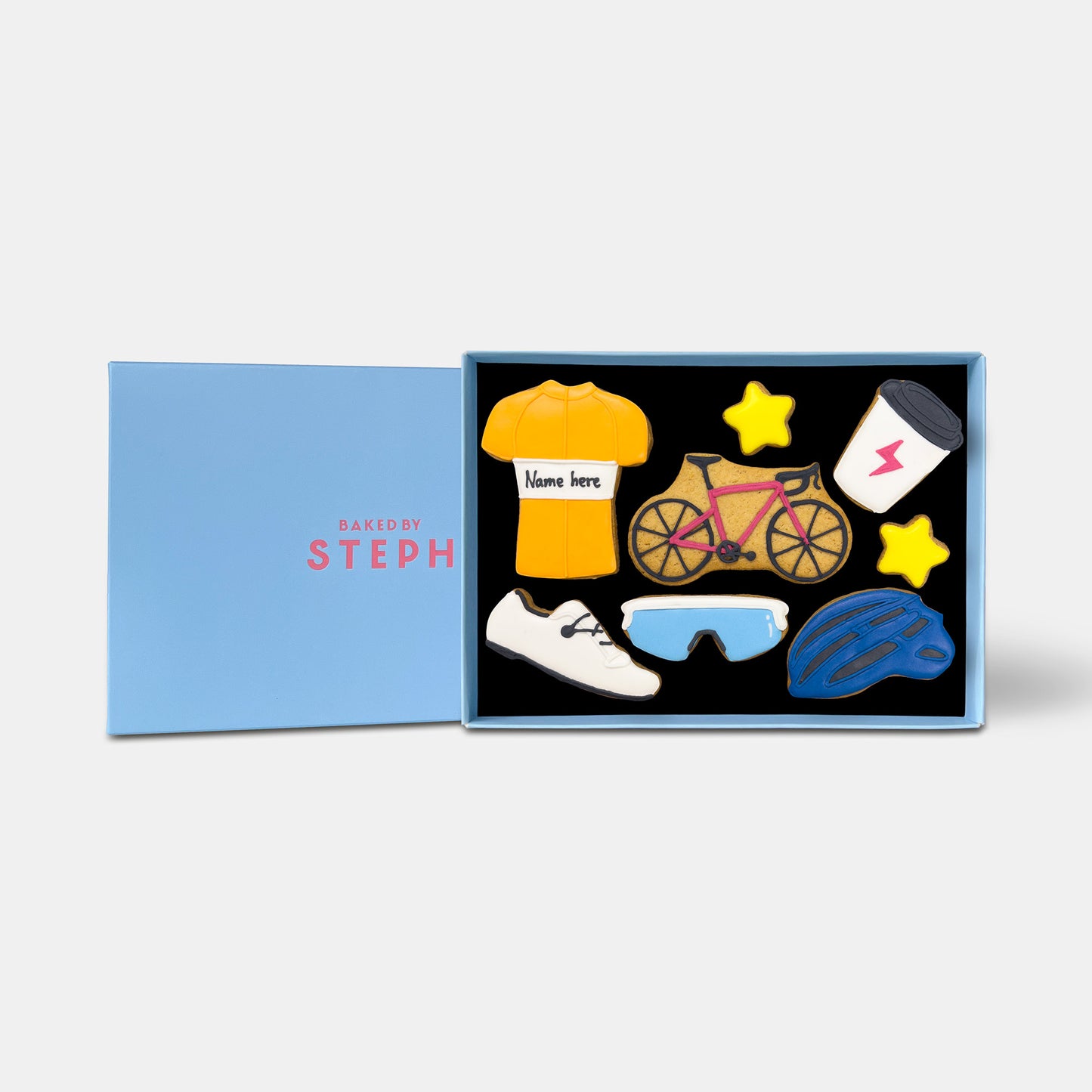 Personalised Cyclist Birthday Letterbox Iced Cookies