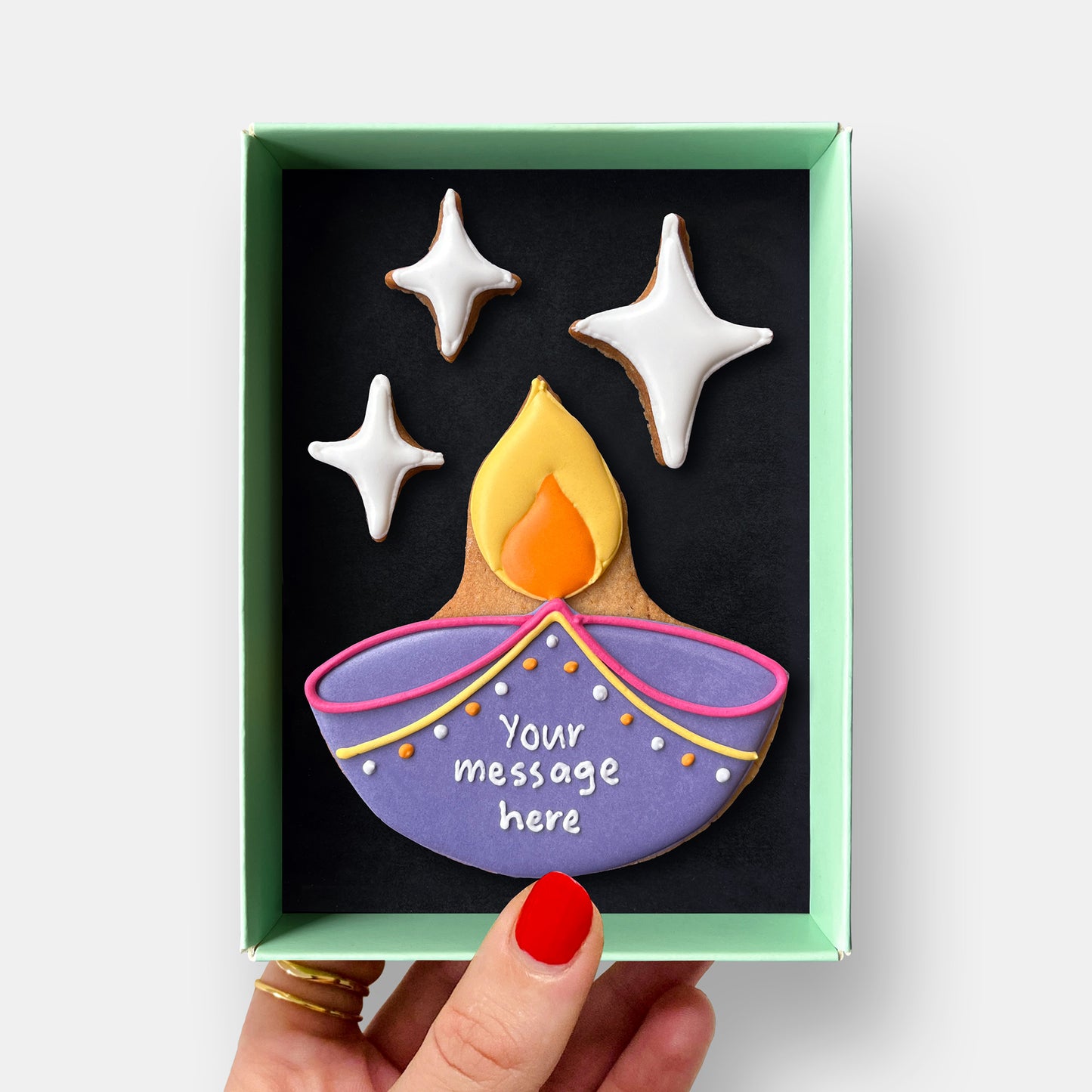 Personalised Diwali Diya Letterbox Cookie