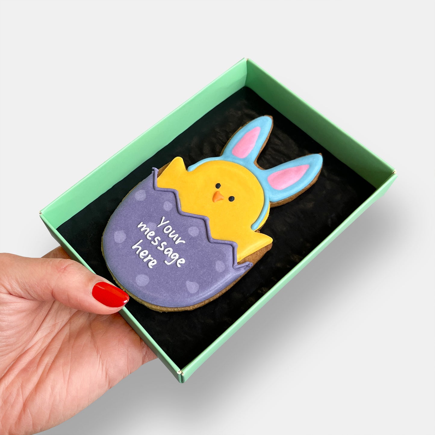 Personalised Easter Chick Letterbox Iced Cookie