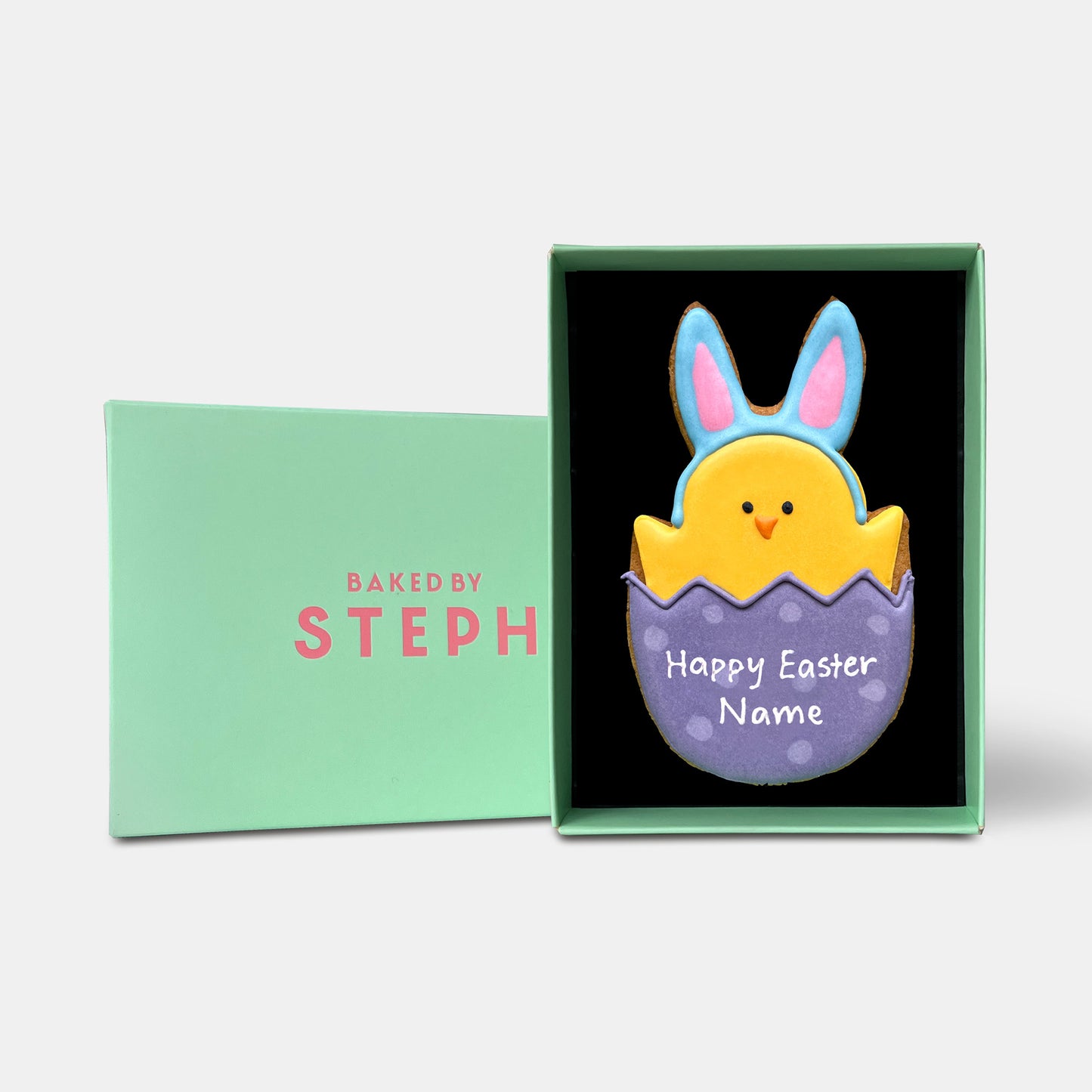 Vegan Personalised Easter Chick Letterbox Iced Cookie