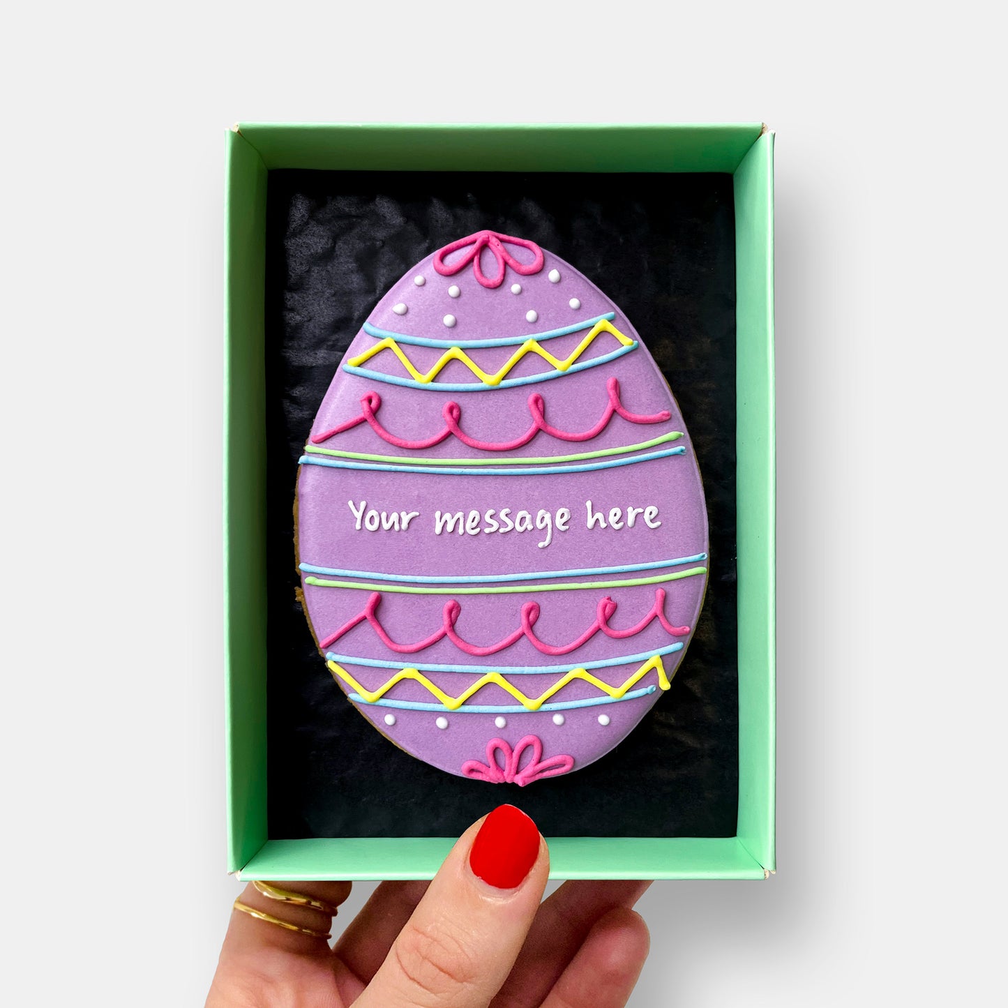 Personalised Purple Easter Egg Letterbox Iced Cookie