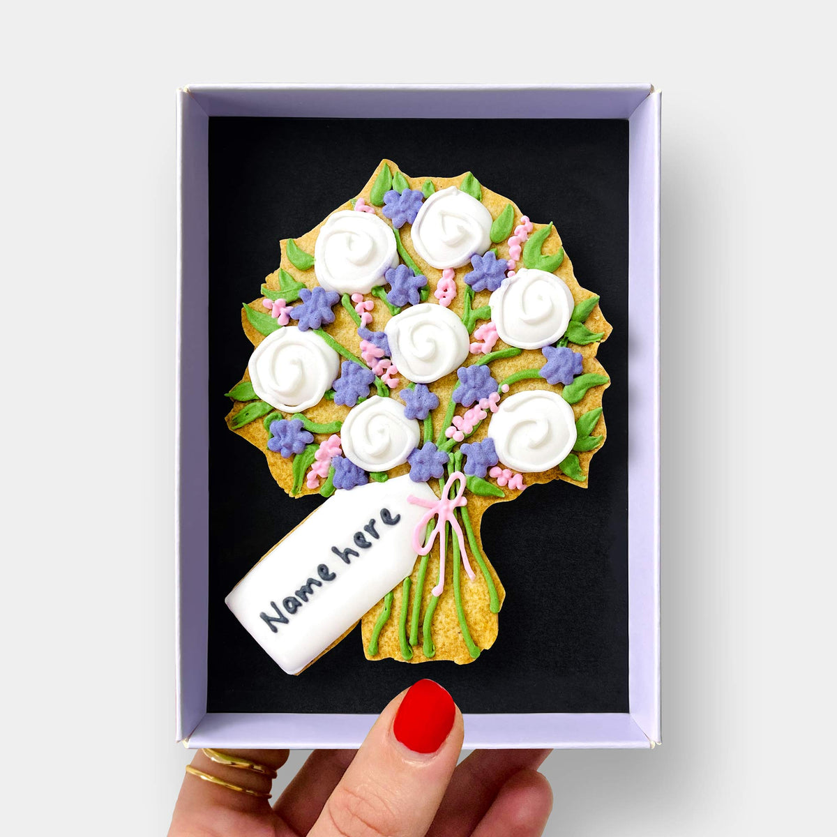 Personalised Floral Bouquet Letterbox Iced Cookie