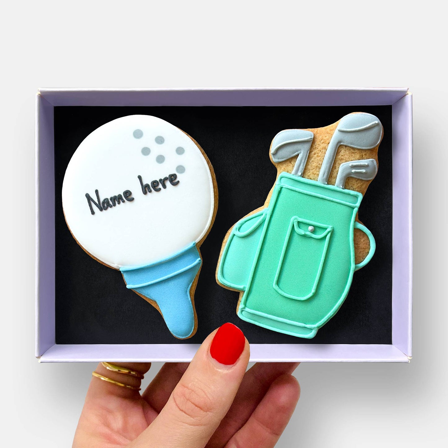 Personalised Golf Ball Father's Day Letterbox Iced Cookies