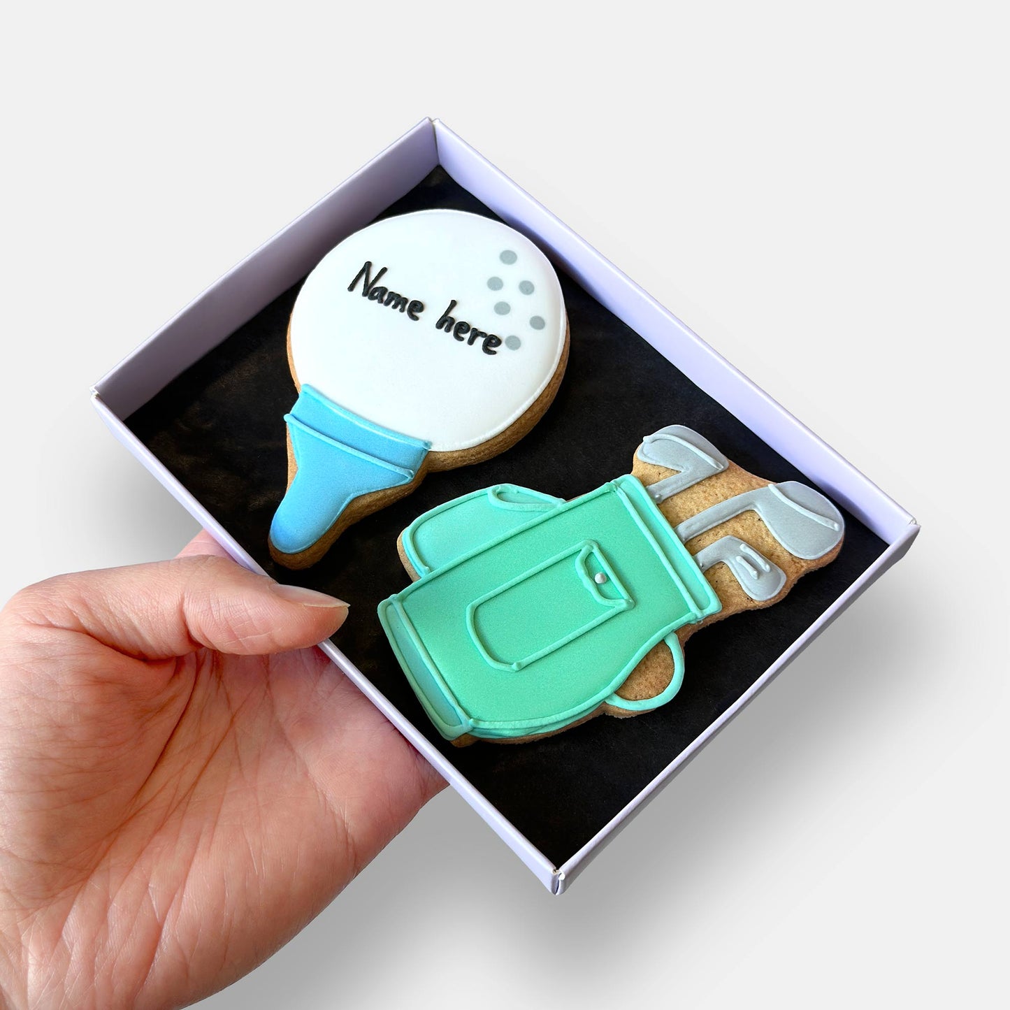 Personalised Golf Ball Father's Day Letterbox Iced Cookies