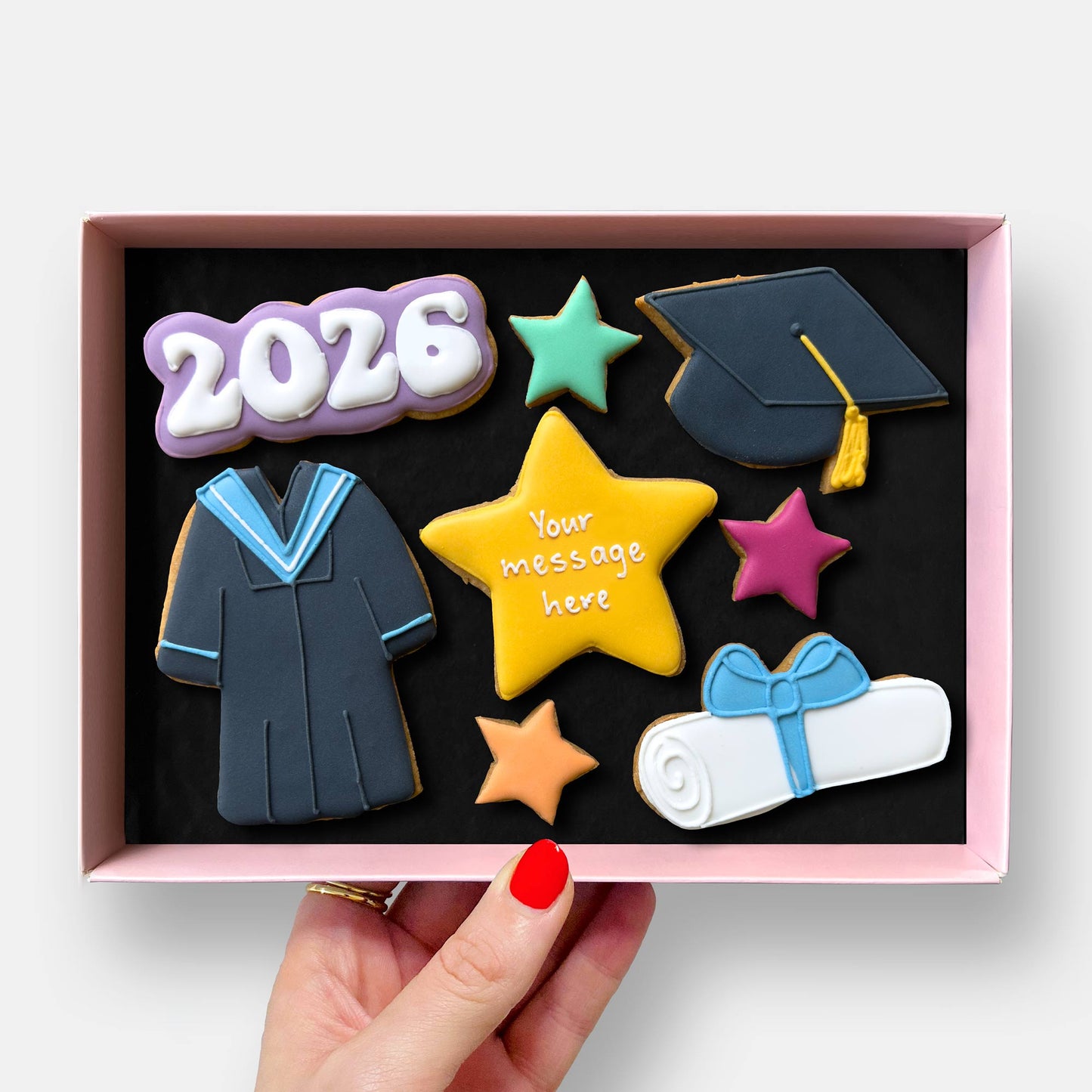 Personalised Graduation Gift Letterbox Iced Cookies