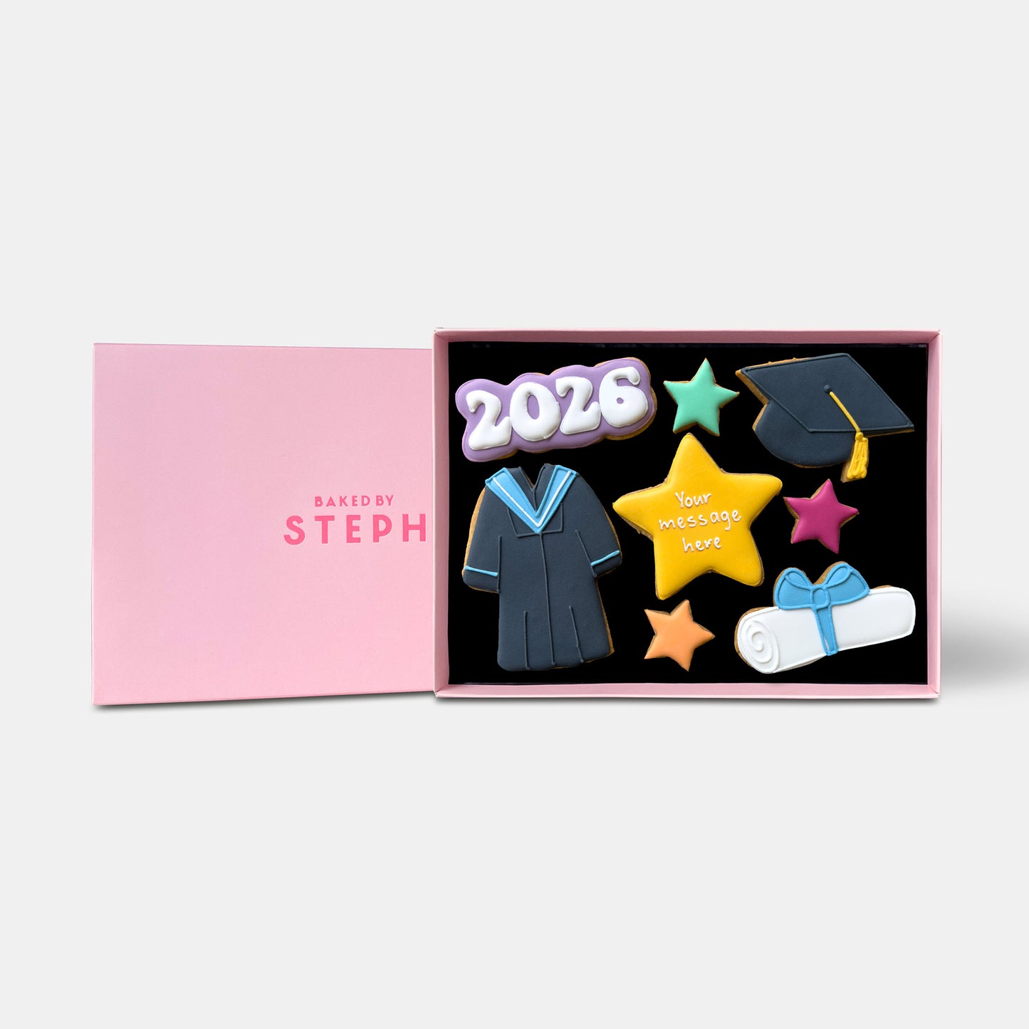 Personalised Graduation Gift Letterbox Iced Cookies