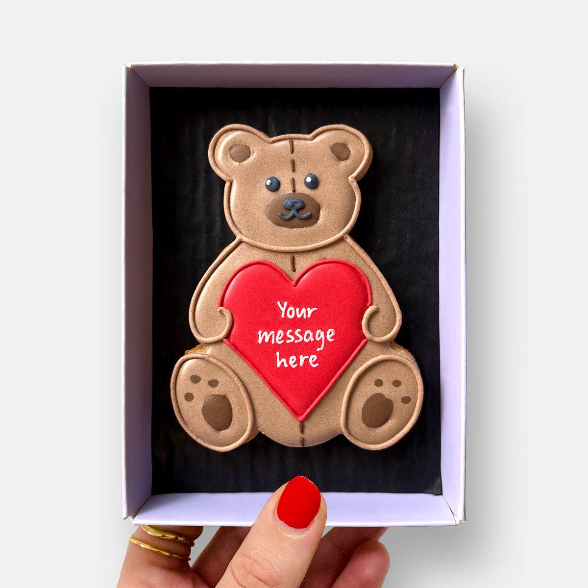 Personalised Love Bear Letterbox Iced Cookie
