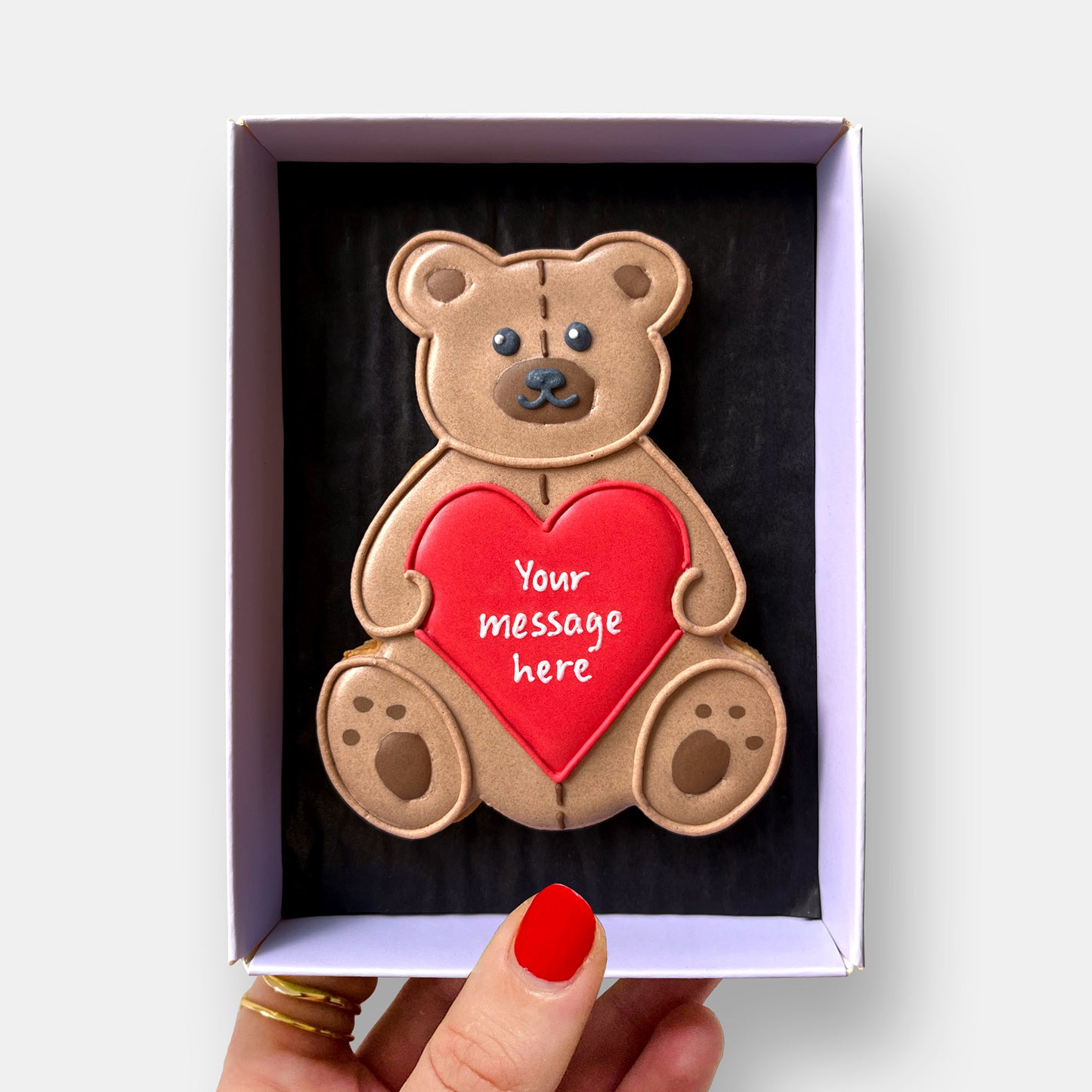 Personalised Love Bear Letterbox Iced Cookie