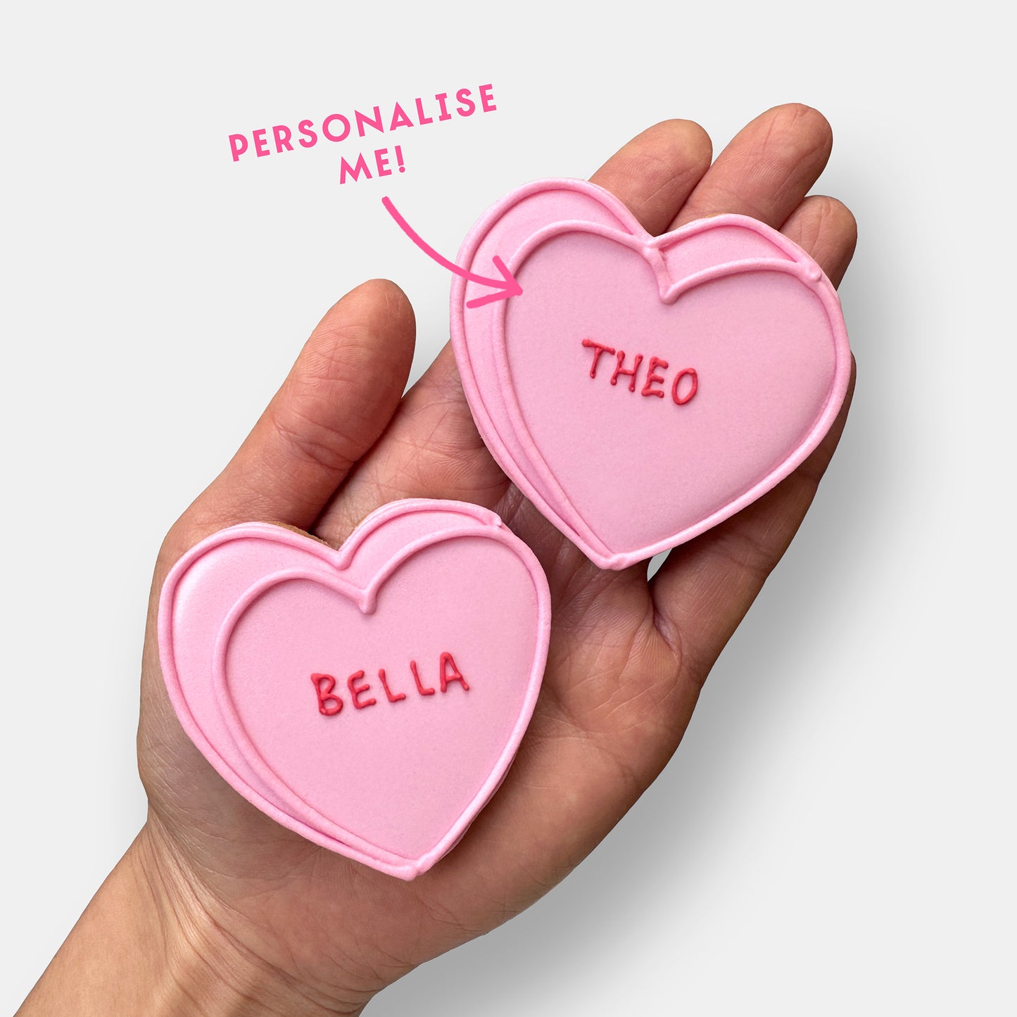 Personalised Love Hearts Valentine's Letterbox Iced Cookies