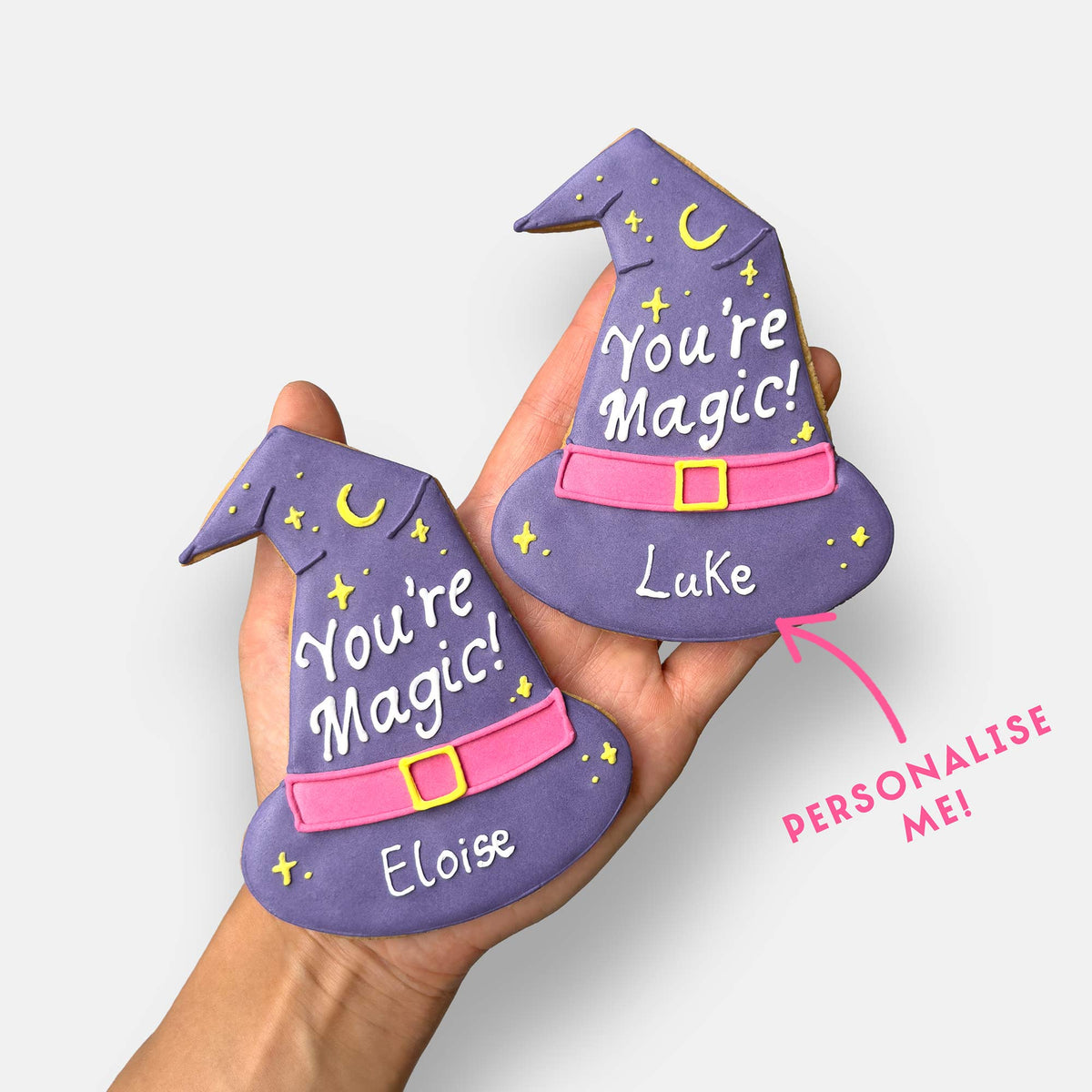 Personalised Magic Witch Hat Halloween Letterbox Iced Cookie