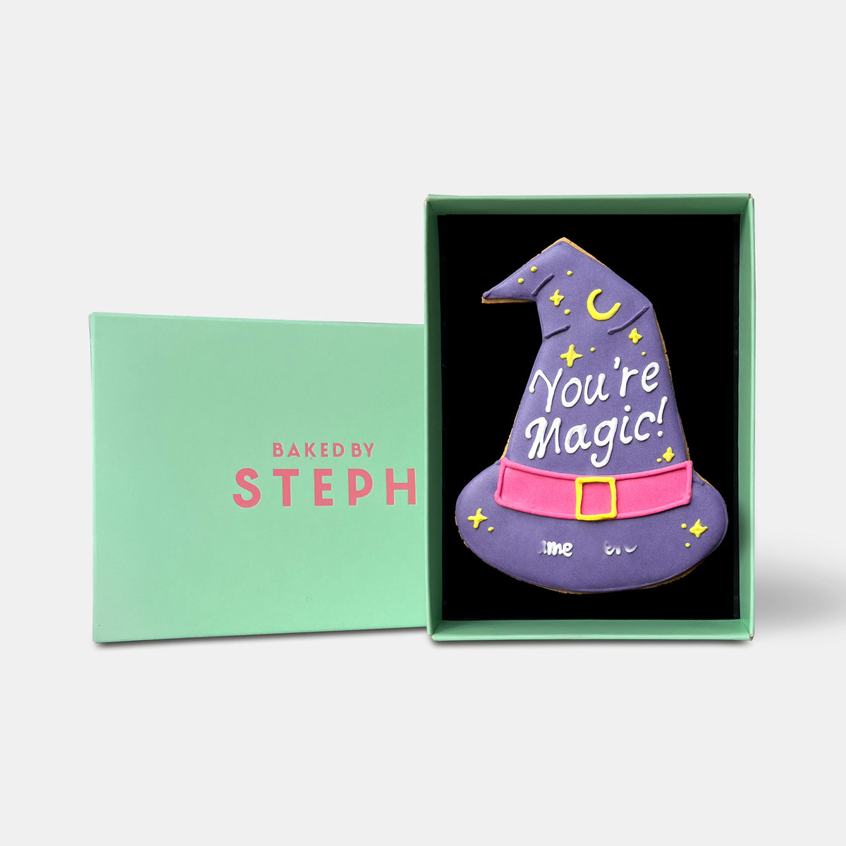 Personalised Magic Witch Hat Halloween Letterbox Iced Cookie