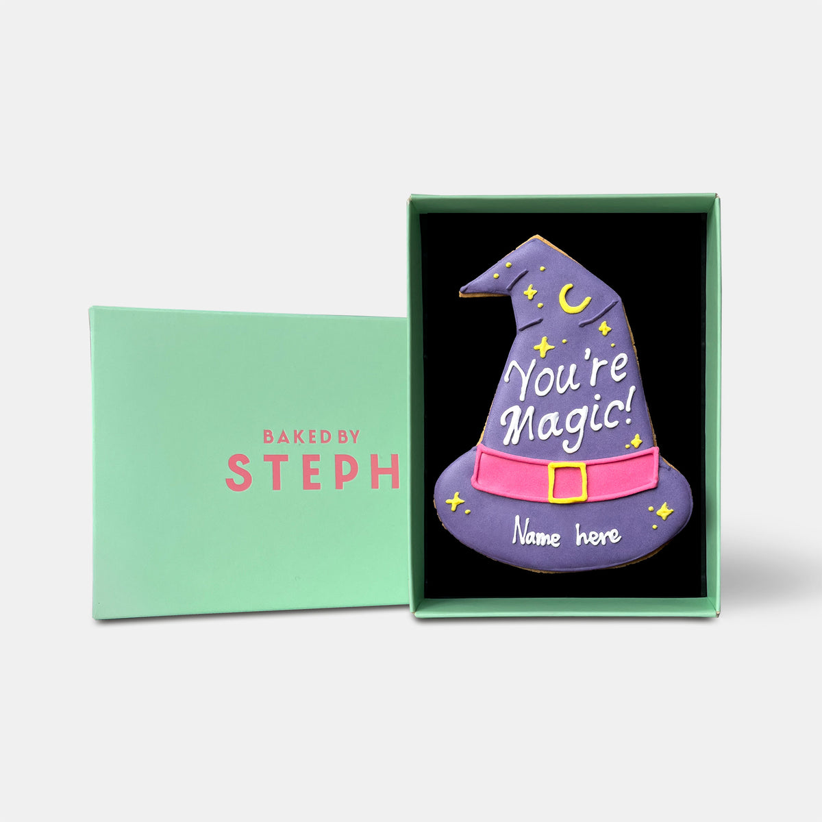Personalised Magic Witch Hat Halloween Letterbox Iced Cookie