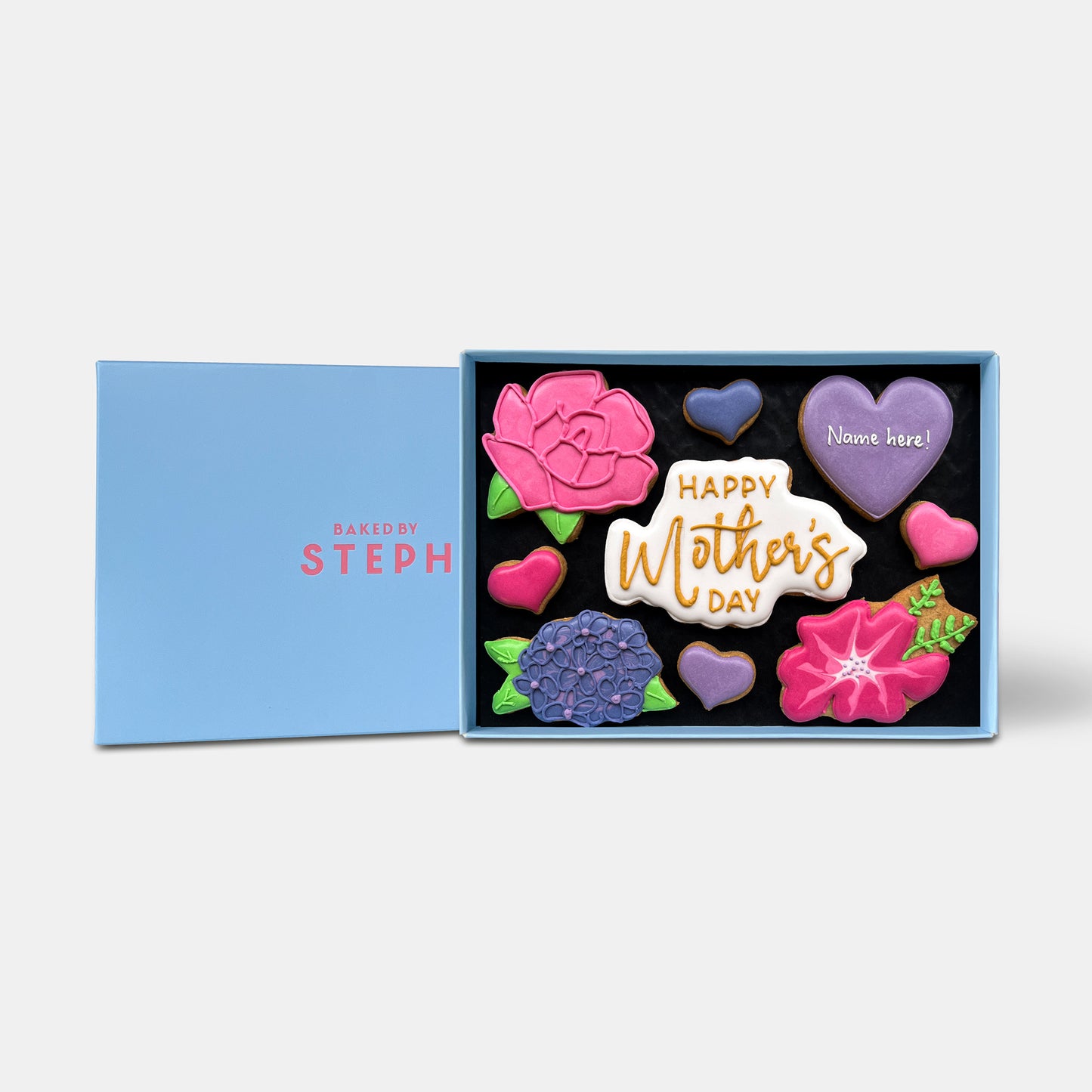 Personalised Mother's Day Floral Letterbox Iced Cookies