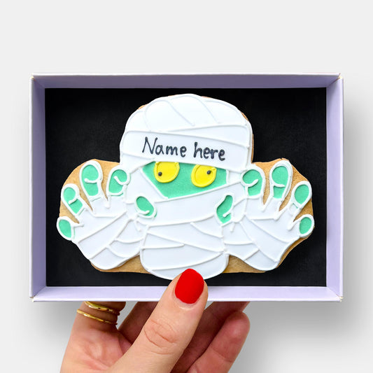 Personalised Mummy Zombie Halloween Letterbox Iced Cookie