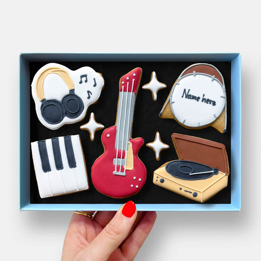 Personalised Music Lover Father's Day Letterbox Iced Cookies