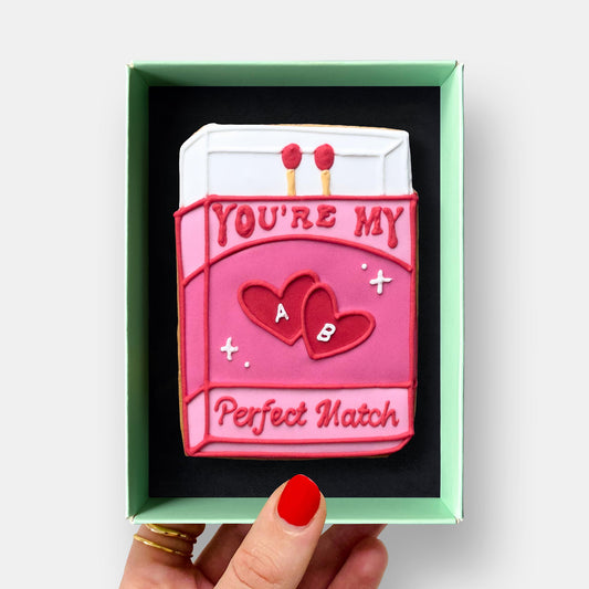 Personalised Perfect Match Anniversary Letterbox Iced Cookie