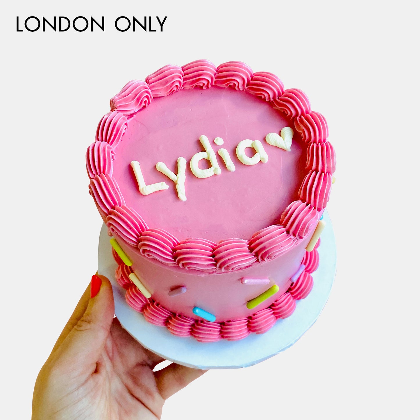 Personalised Pink Sprinkle Cake