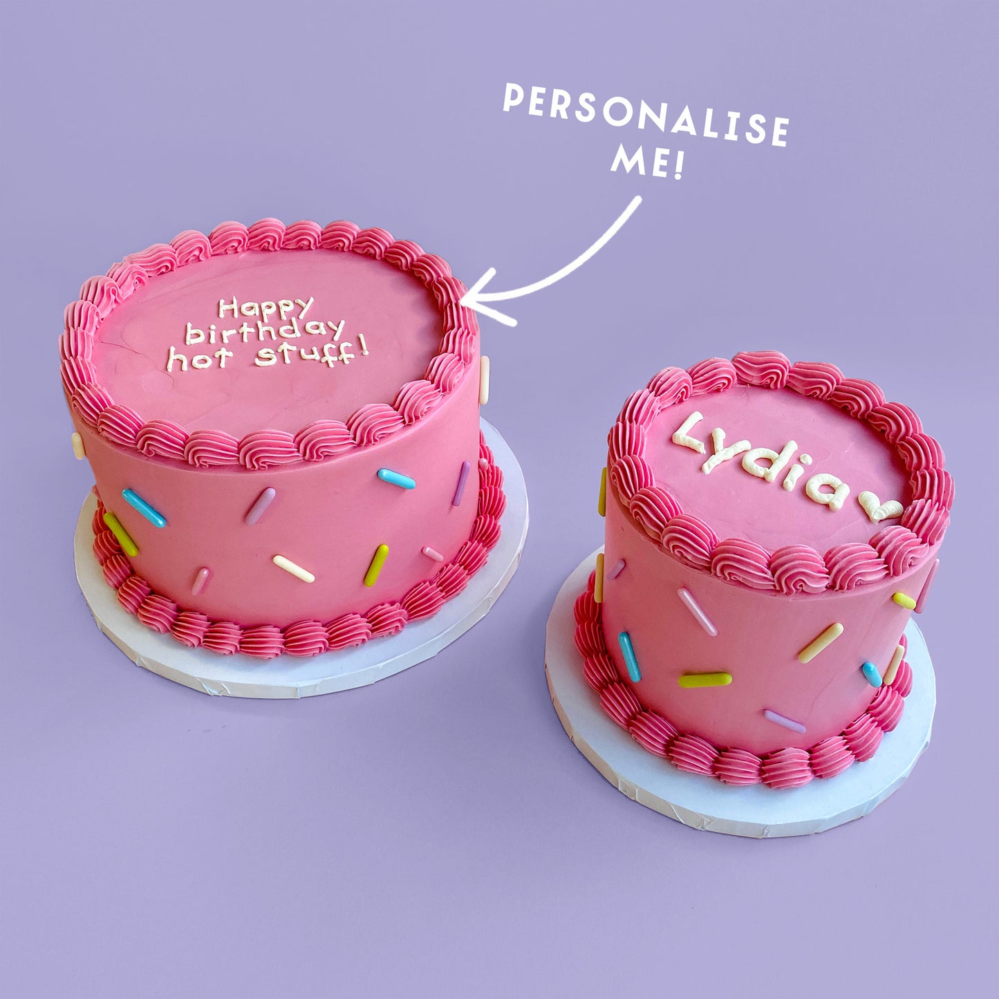 Personalised Pink Sprinkle Cake