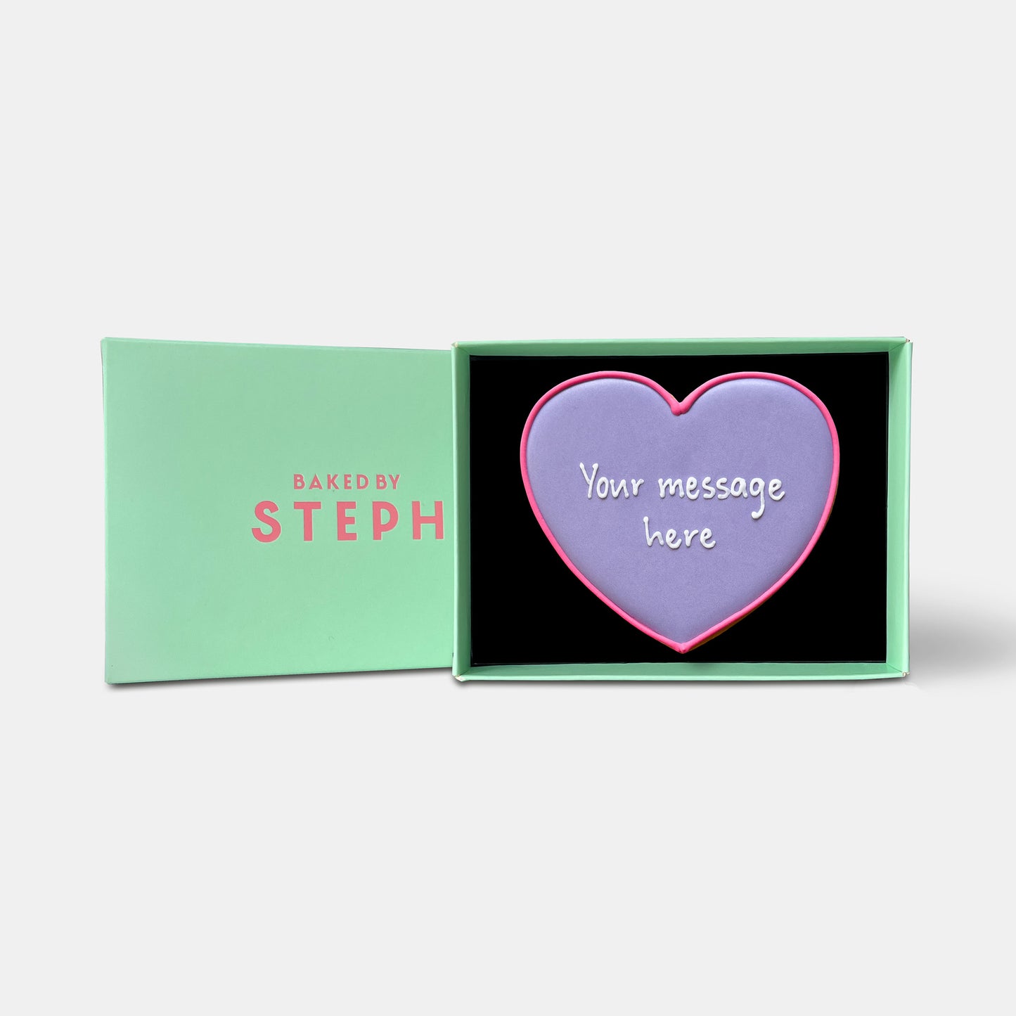Personalised Purple Heart Letterbox Iced Cookie