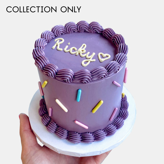 Personalised Purple Sprinkle Cake