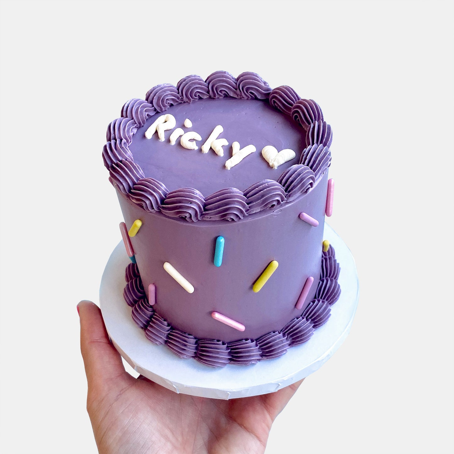 Personalised Purple Sprinkle Cake