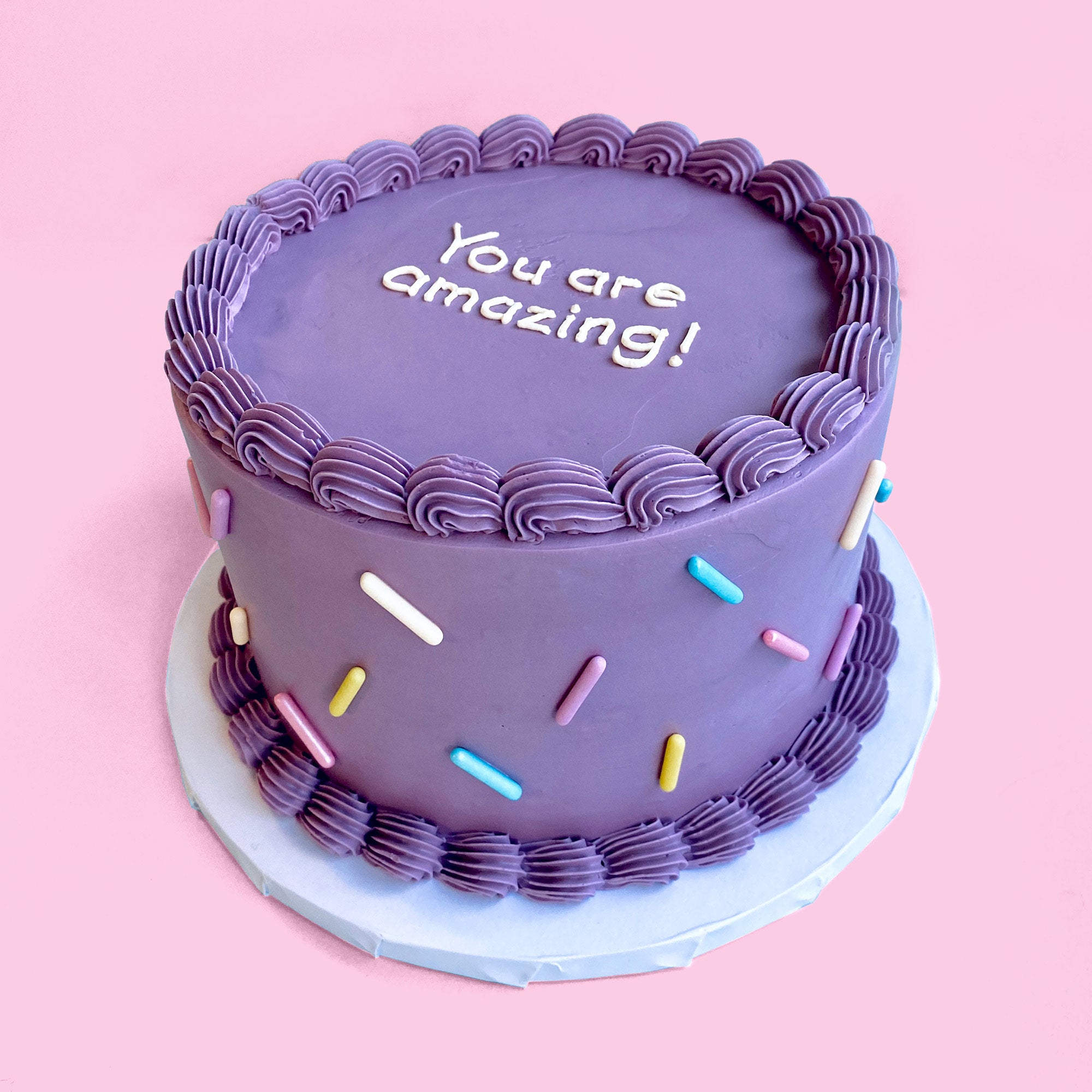 49 Cute Cake Ideas For Your Next Celebration : Purple Cake with gold accent