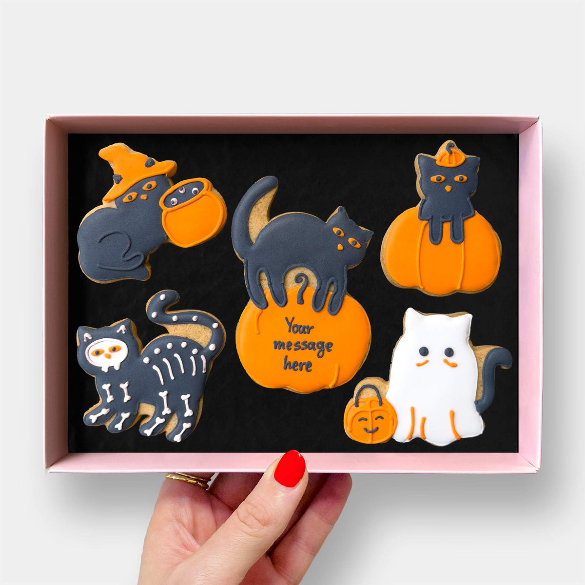 Personalised Scaredy Cat Halloween Letterbox Iced Cookies