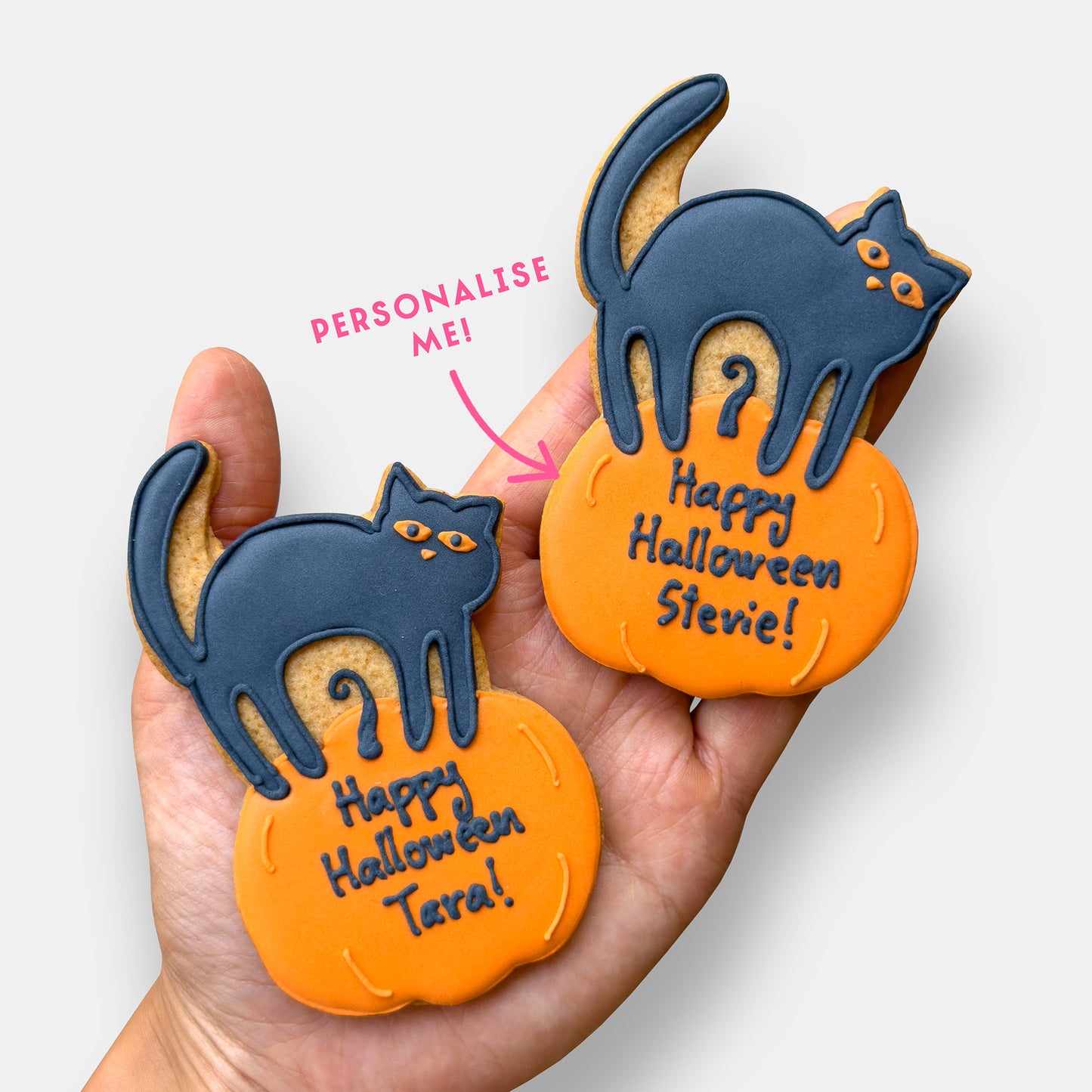 Personalised Scaredy Cat Halloween Letterbox Iced Cookies