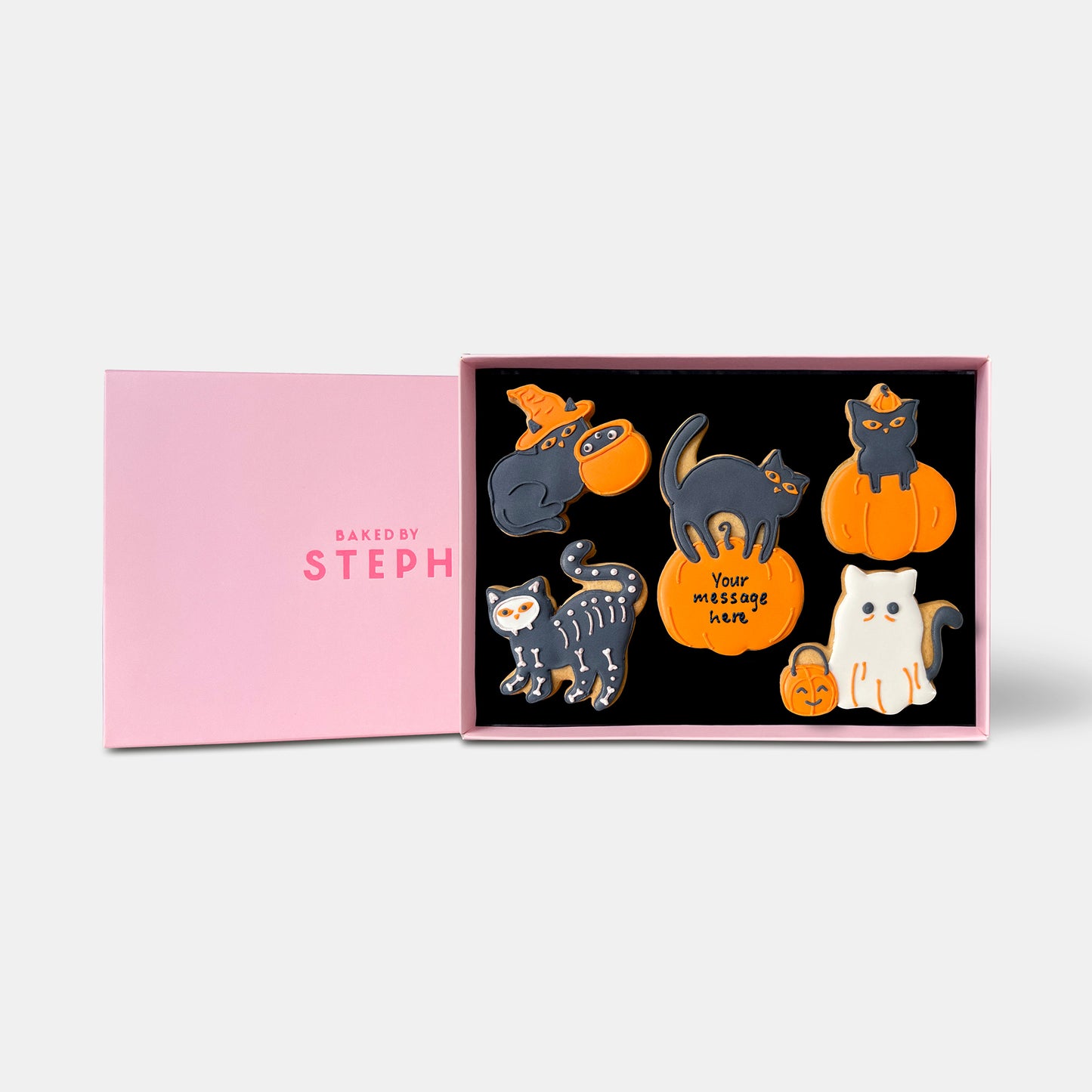 Personalised Scaredy Cat Halloween Letterbox Iced Cookies