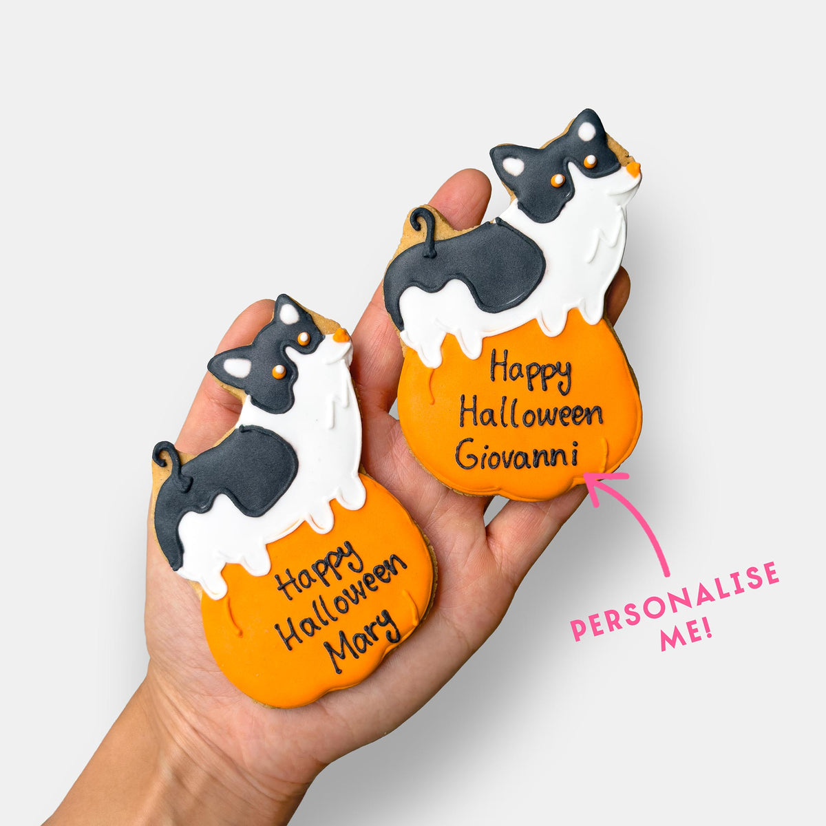 Personalised Spooky Dog Halloween Letterbox Iced Cookies