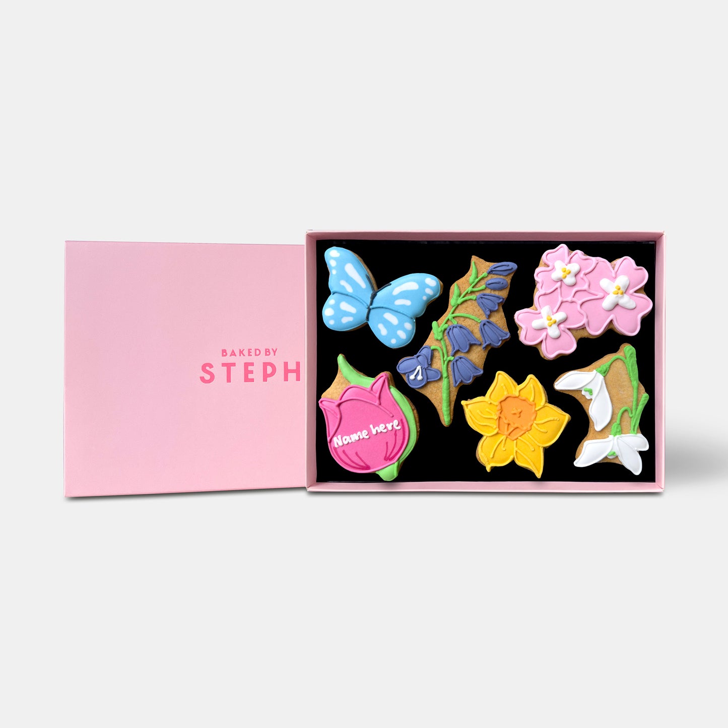 Personalised Spring Flowers Letterbox Iced Cookies