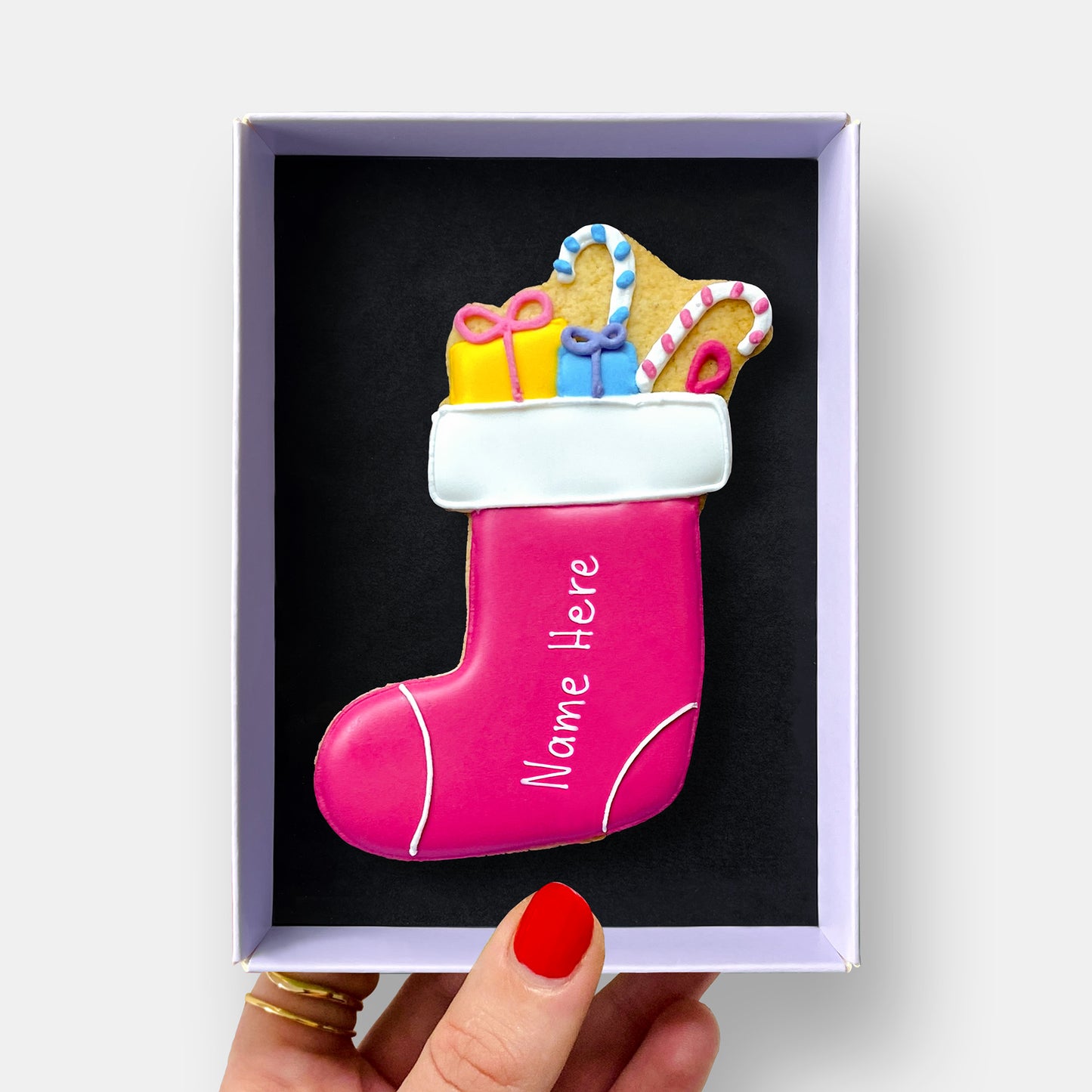 Personalised Christmas Stocking Letterbox Iced Cookie