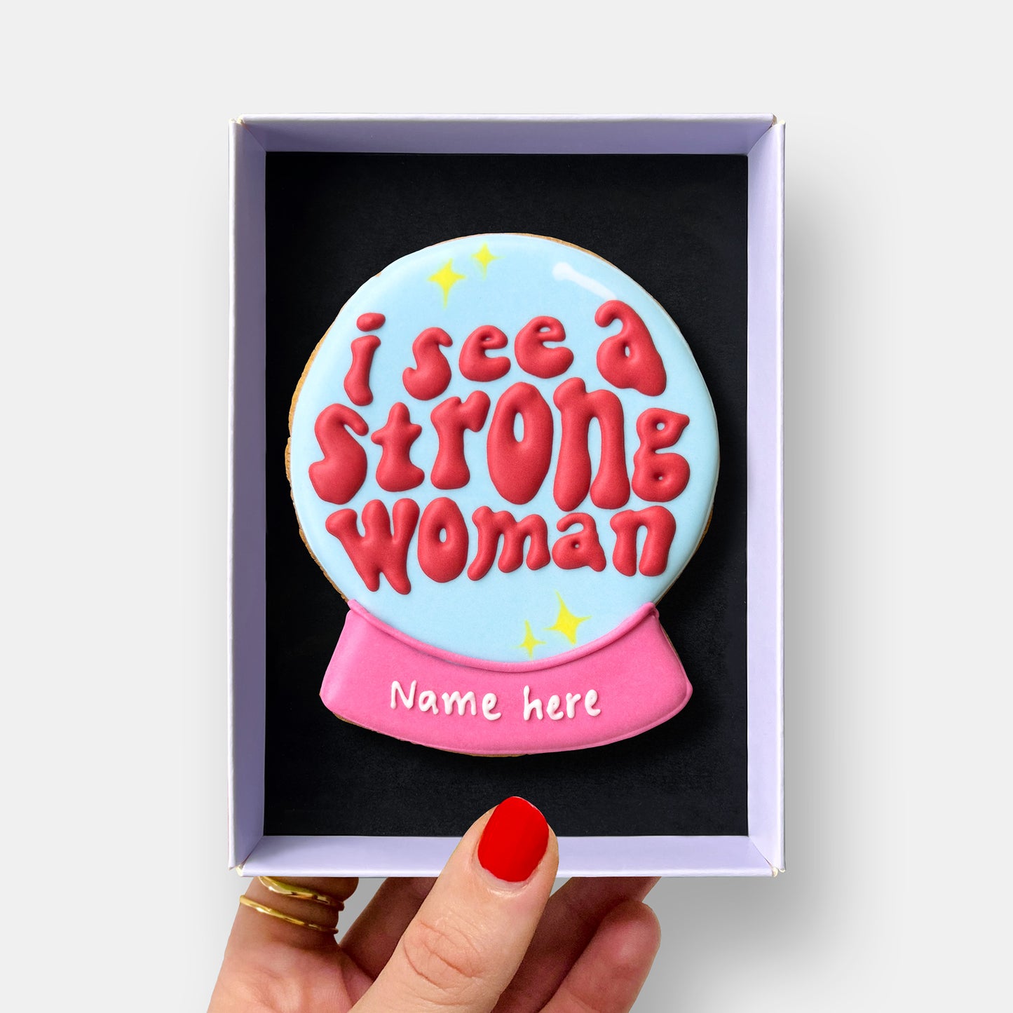 Personalised I See A Strong Woman Crystal Ball Letterbox Iced Cookie