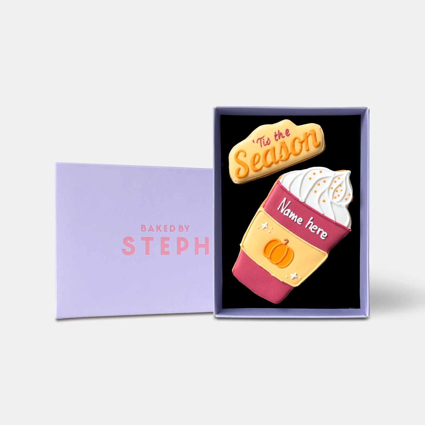 Personalised T'is The Season Pumpkin Spice Autumn Letterbox Iced Cookies