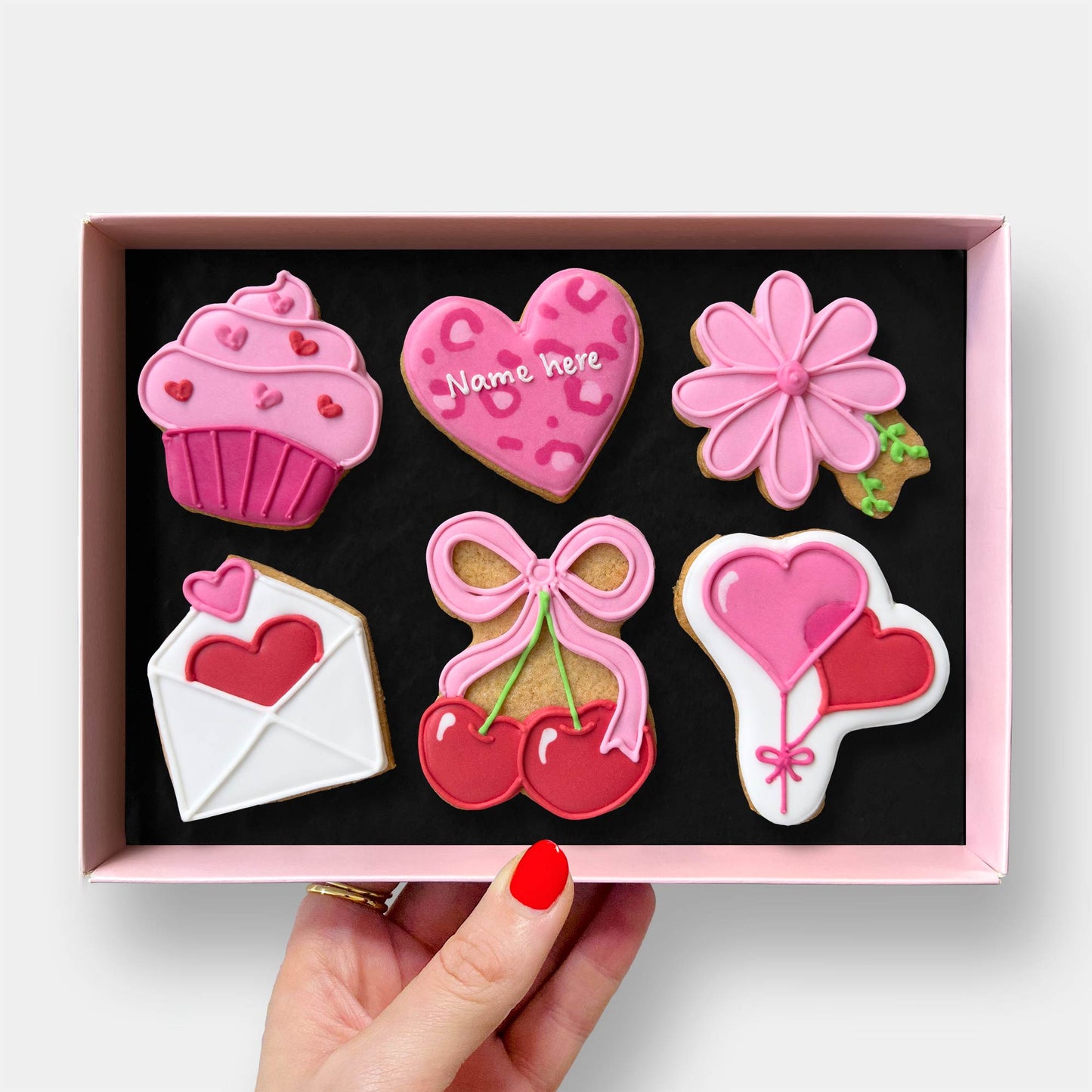 Personalised The Pink Box Letterbox Iced Cookies