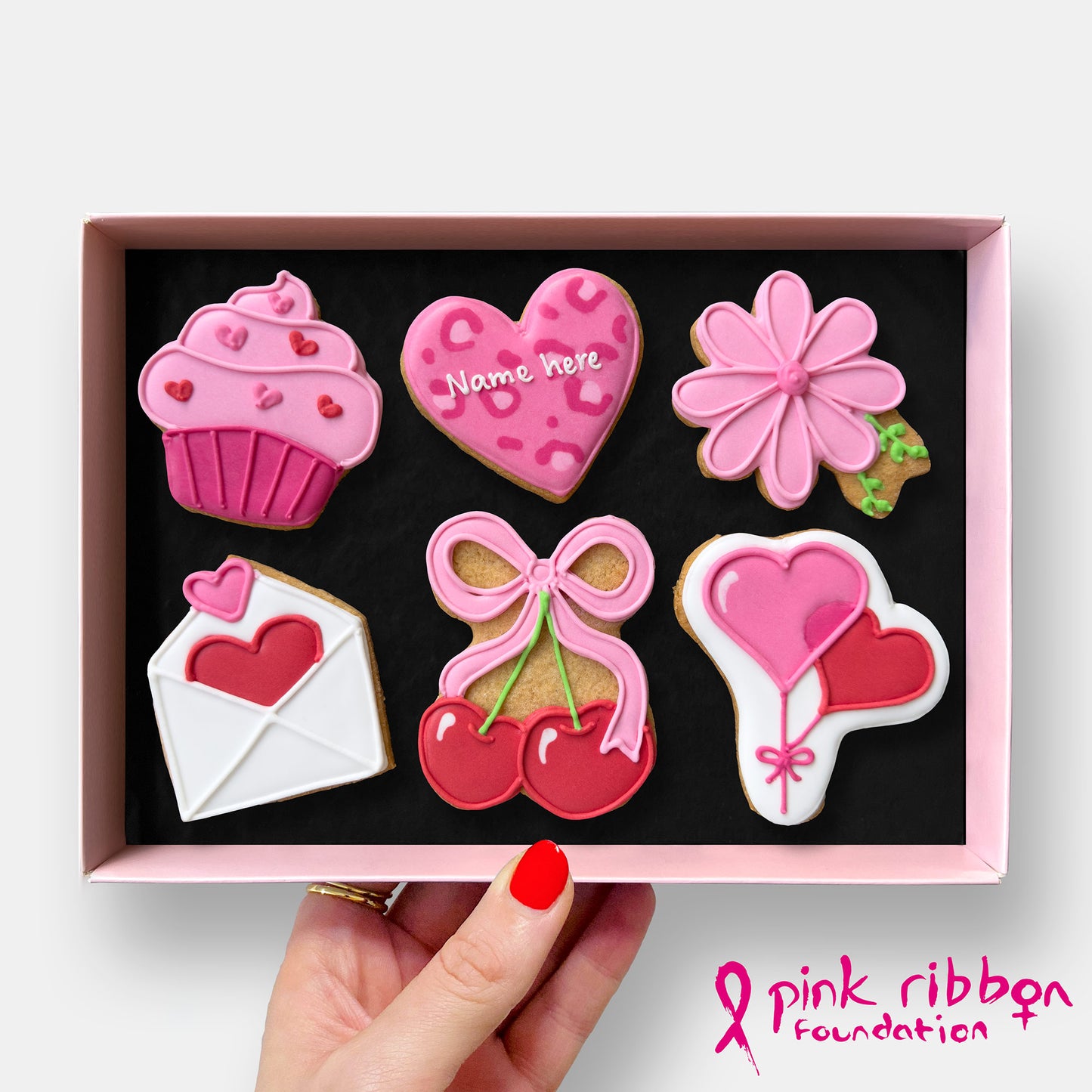 Personalised The Pink Box Letterbox Iced Cookies (Supporting the Pink Ribbon Foundation)