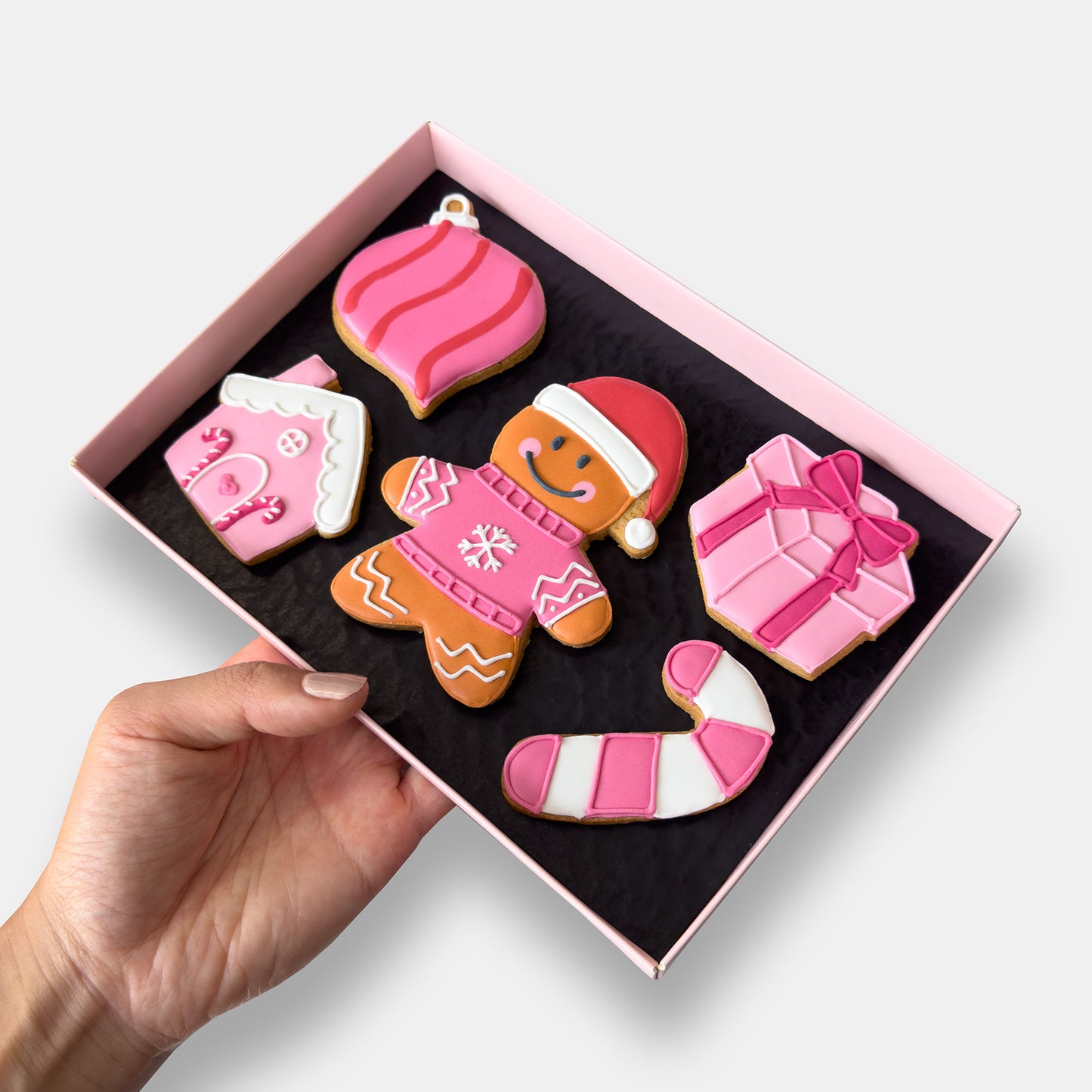 Personalised Very Pink Christmas Letterbox Iced Cookies (Supporting the Pink Ribbon Foundation)