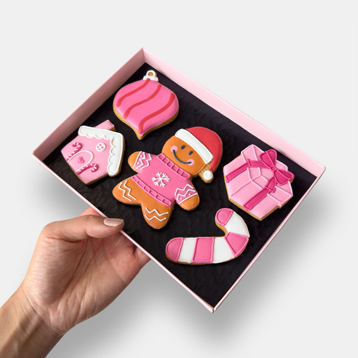 Personalised Very Pink Christmas Letterbox Iced Cookies
