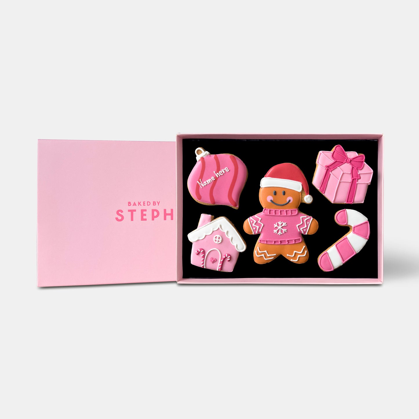 Personalised Very Pink Christmas Letterbox Iced Cookies (Supporting the Pink Ribbon Foundation)