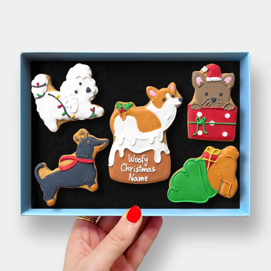 Personalised Woofy Christmas Letterbox Iced Cookies