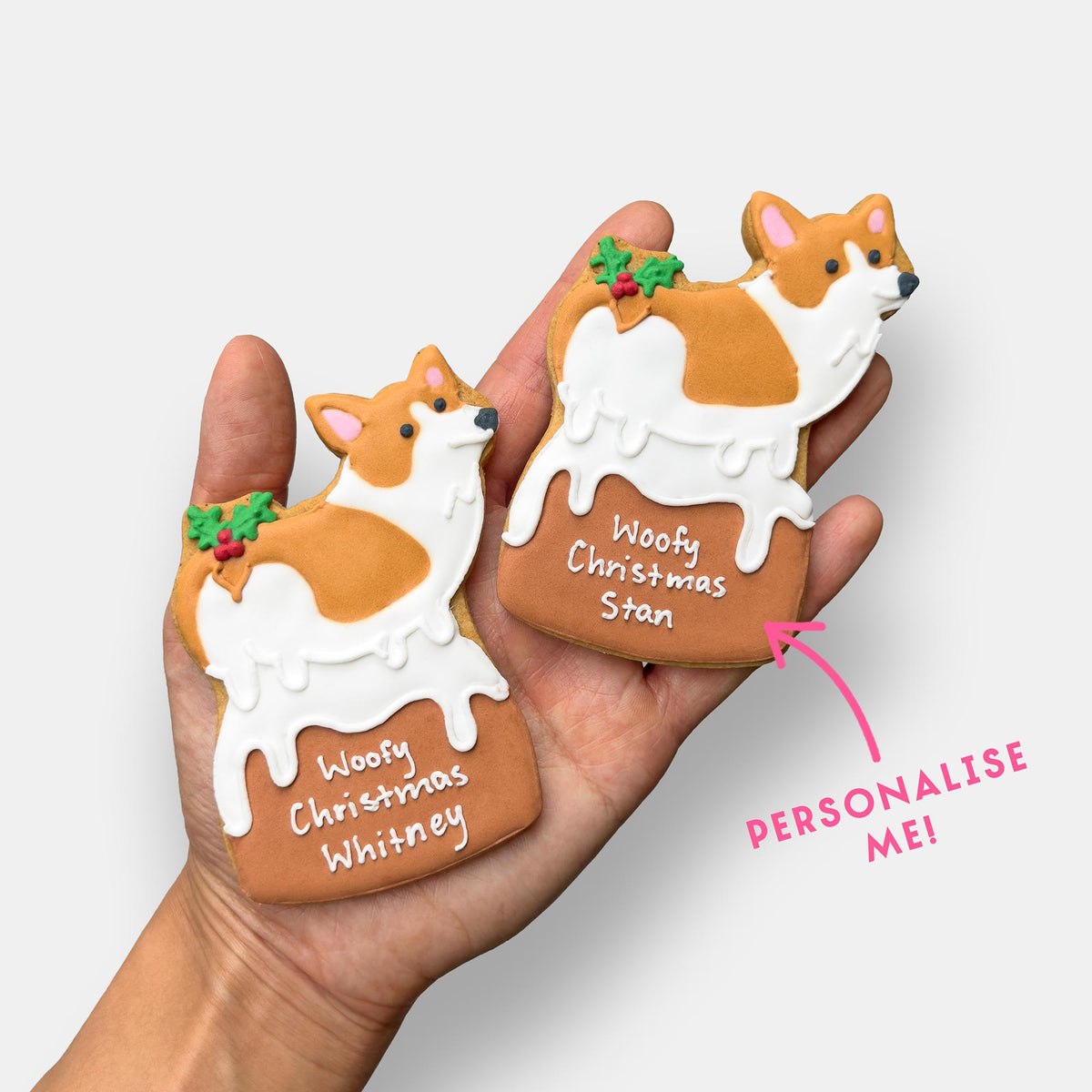 Personalised Woofy Christmas Letterbox Iced Cookies