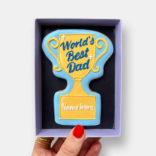 Personalised World's Best Dad Trophy Letterbox Cookie