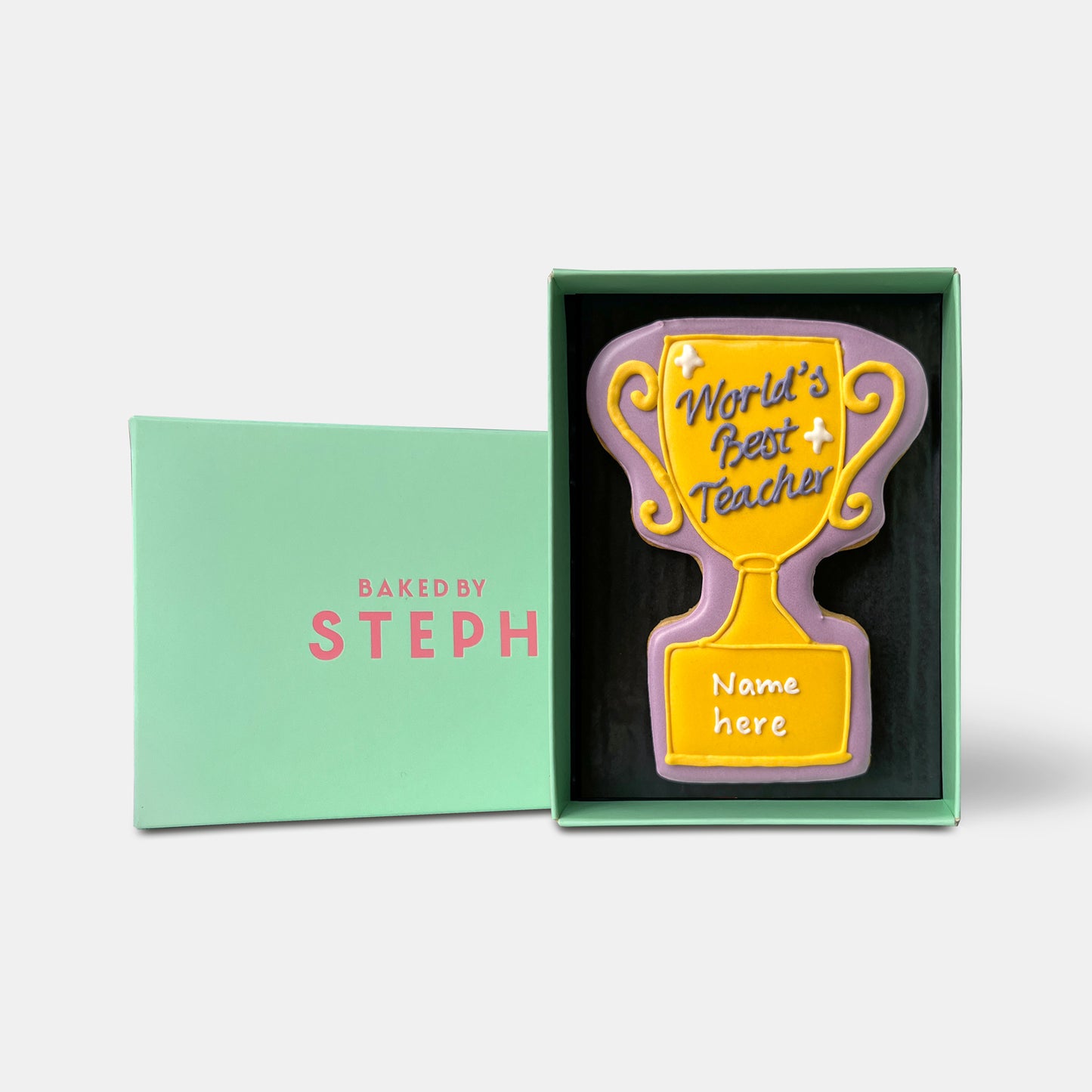 Personalised Best Teacher Trophy Letterbox Cookie