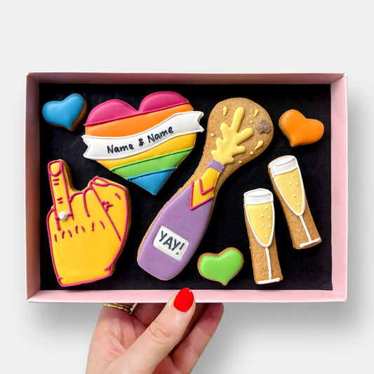 Personalised Yay! En-GAY-gment Letterbox Cookies