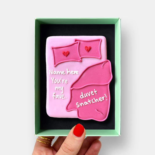 Personalised You're My Fave Duvet Snatcher Letterbox Iced Cookie