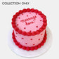 Personalised Red Piped Heart Cake