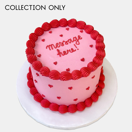 Personalised Red Piped Heart Cake
