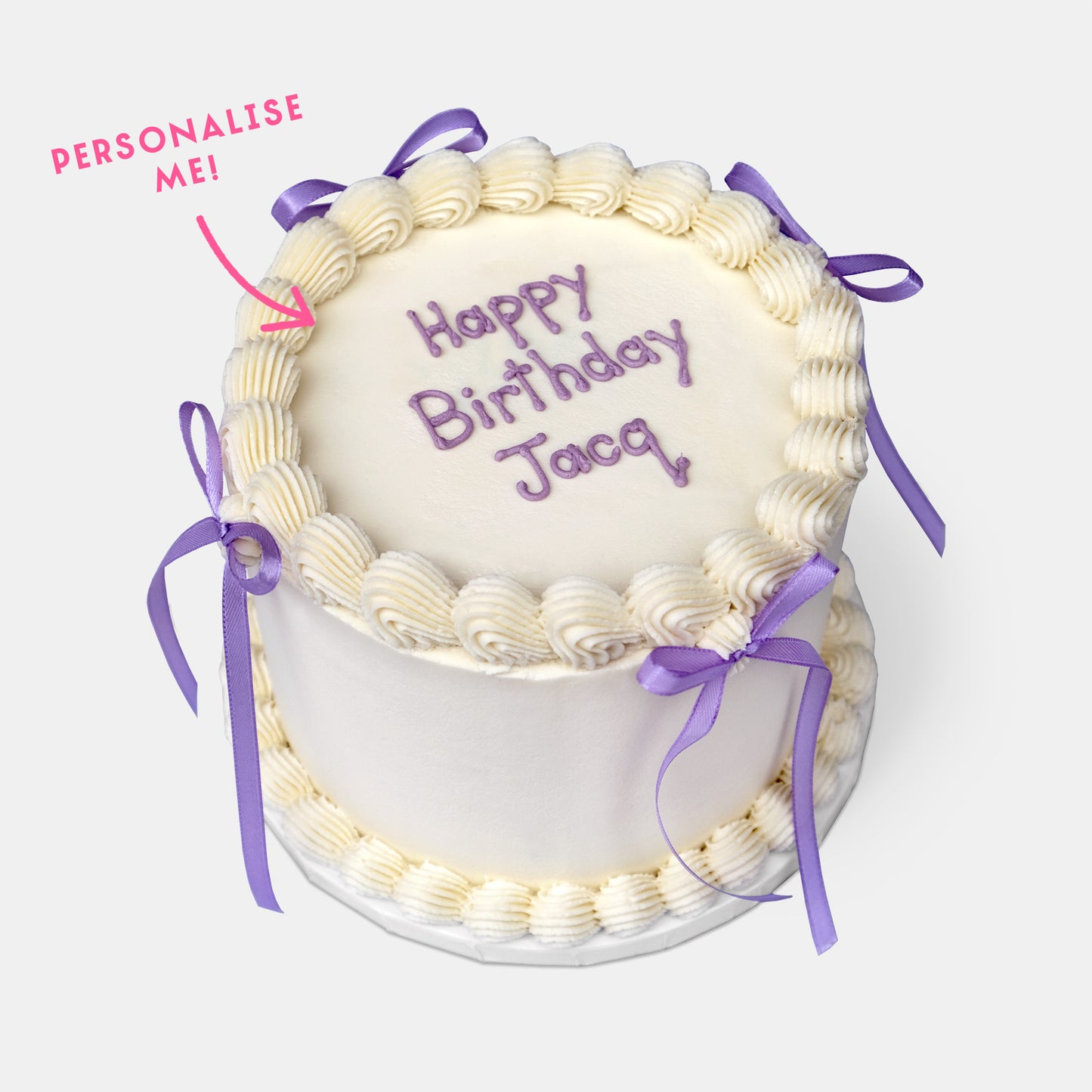 Personalised Purple Ribbon Cake