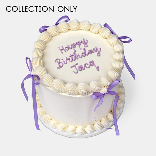 Personalised Purple Ribbon Cake