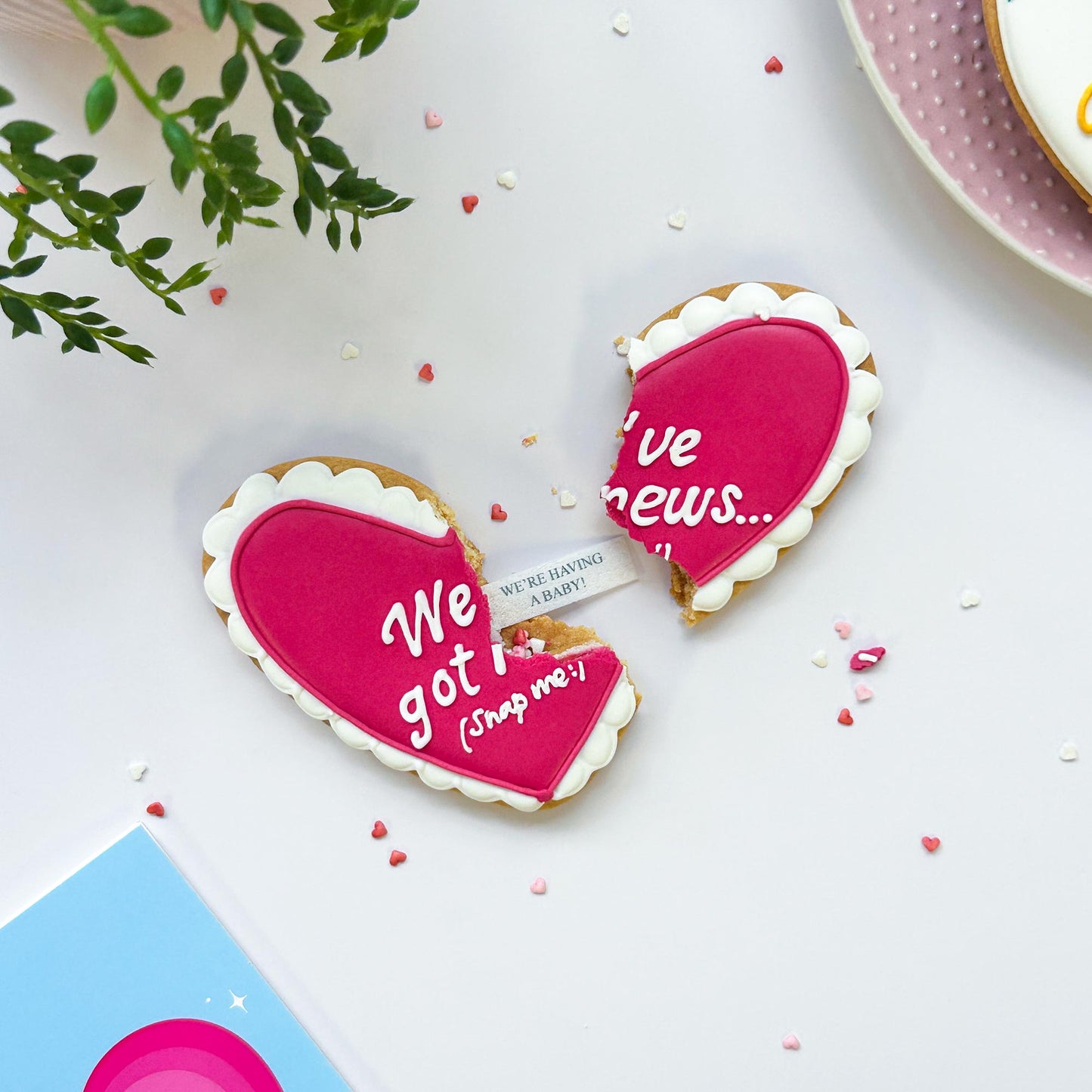 Pregnancy Announcement Secret Message Heart Letterbox Iced Cookie
